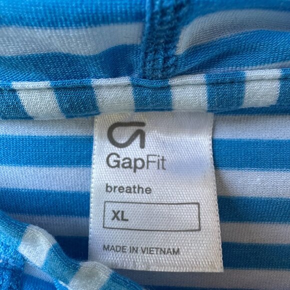 NEW GAP FIT Black/White/Blue Stripe Long Sleeve Stretch Hoodies Women's X-Large - Picture 3 of 16